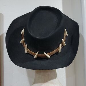 Vintage Black Crocodile Cowboy Hat with Brown Band &Accents Wool Aussie Outback